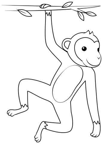 Hanging monkey coloring page free printable coloring pages