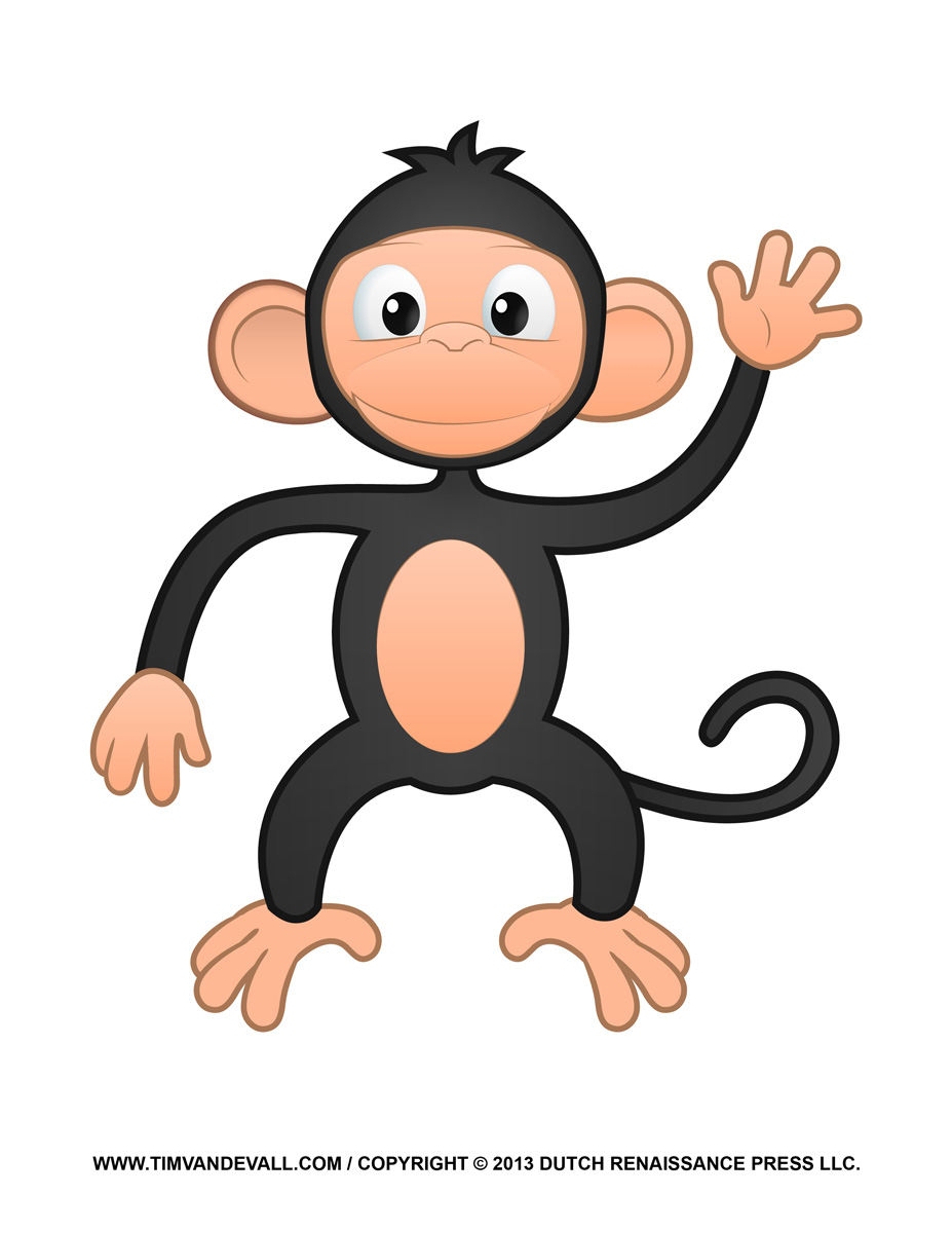 Printable monkey clipart coloring pages cartoon crafts for kids â tims printables