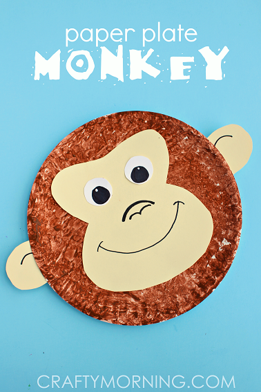 Paper plate monkey kids craft idea