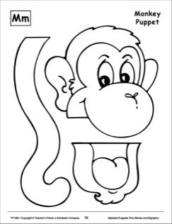 The letter m monkey alphabet puppet