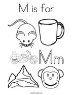 M is for monkey coloring page