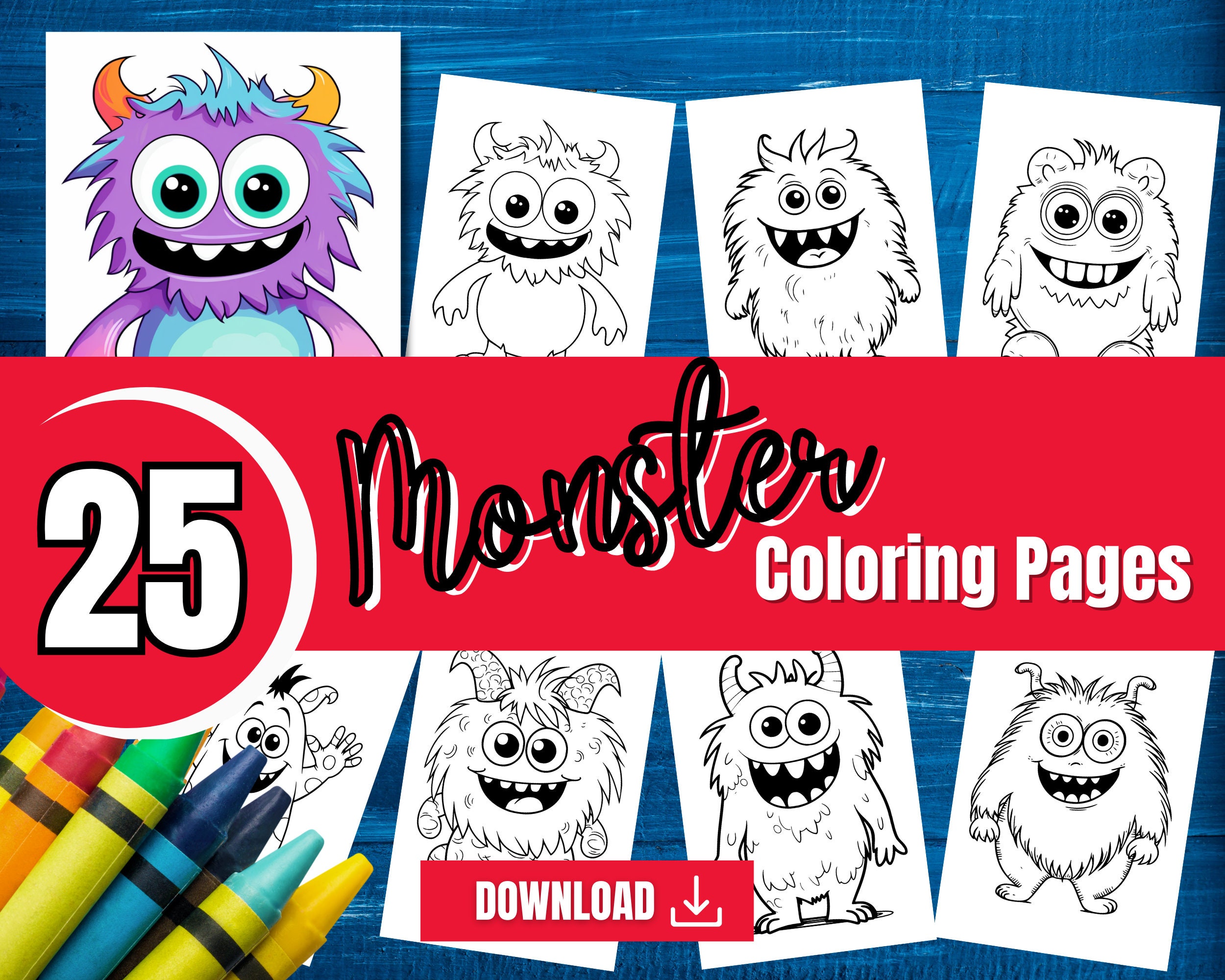Cute monster coloring pages to print download pdf coloring pages for children coloring book for children a and us letter download now