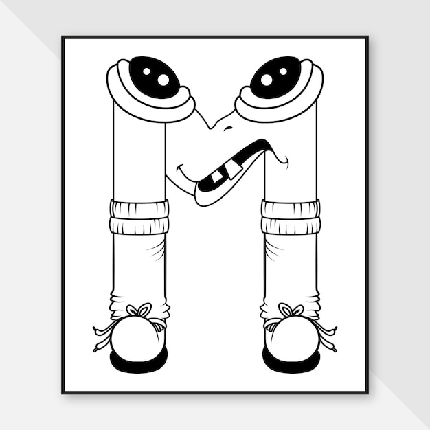 Premium vector monster alphabet coloring page letter m