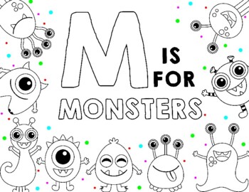 M is for monsters coloring page by deerly designed tpt