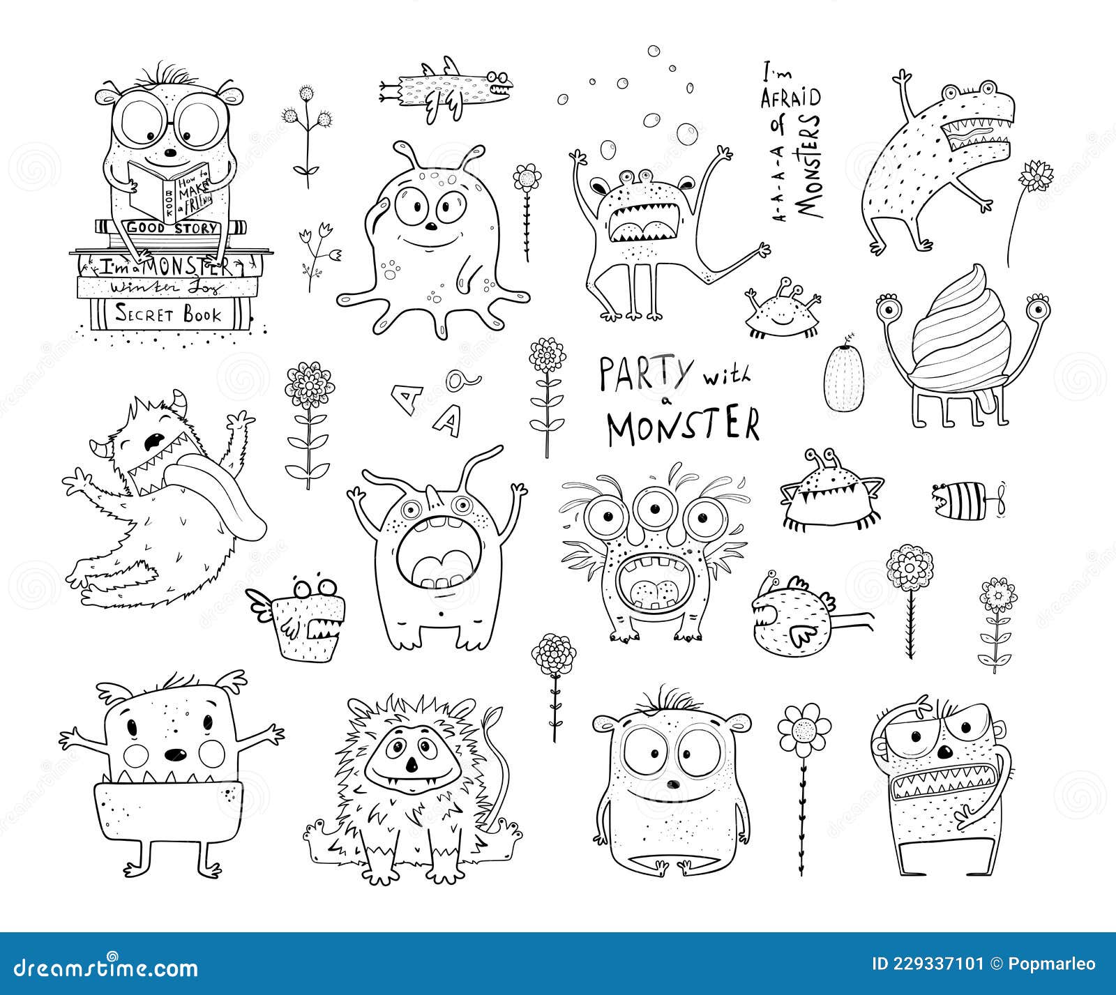 Monsters for kids coloring book collection stock vector