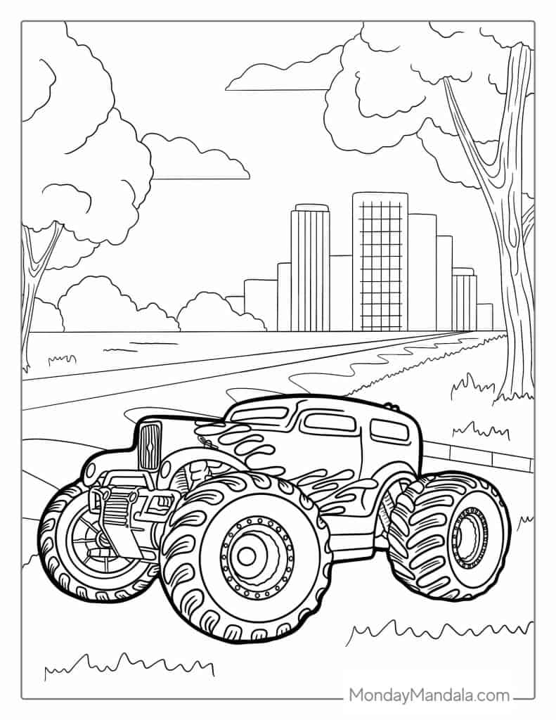 Monster truck coloring pages free pdf printables