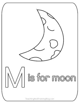 M is for moon coloring page by teaching and training blog tpt