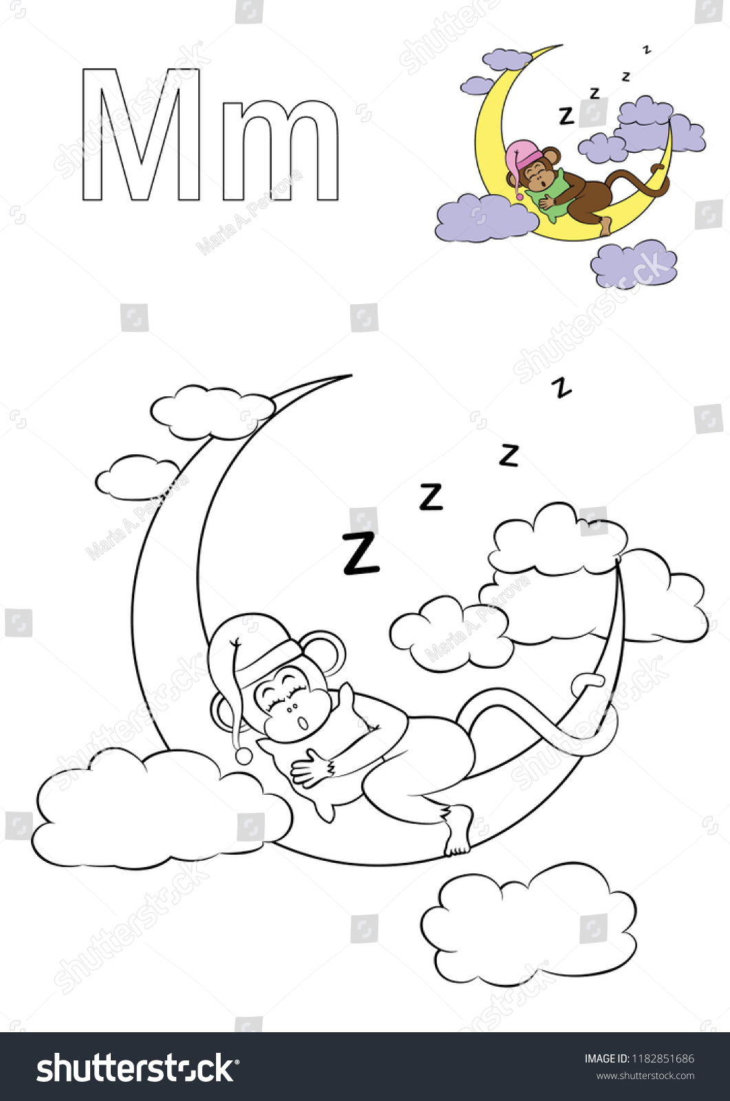 Monkey on moon vector coloring book stock vector royalty free