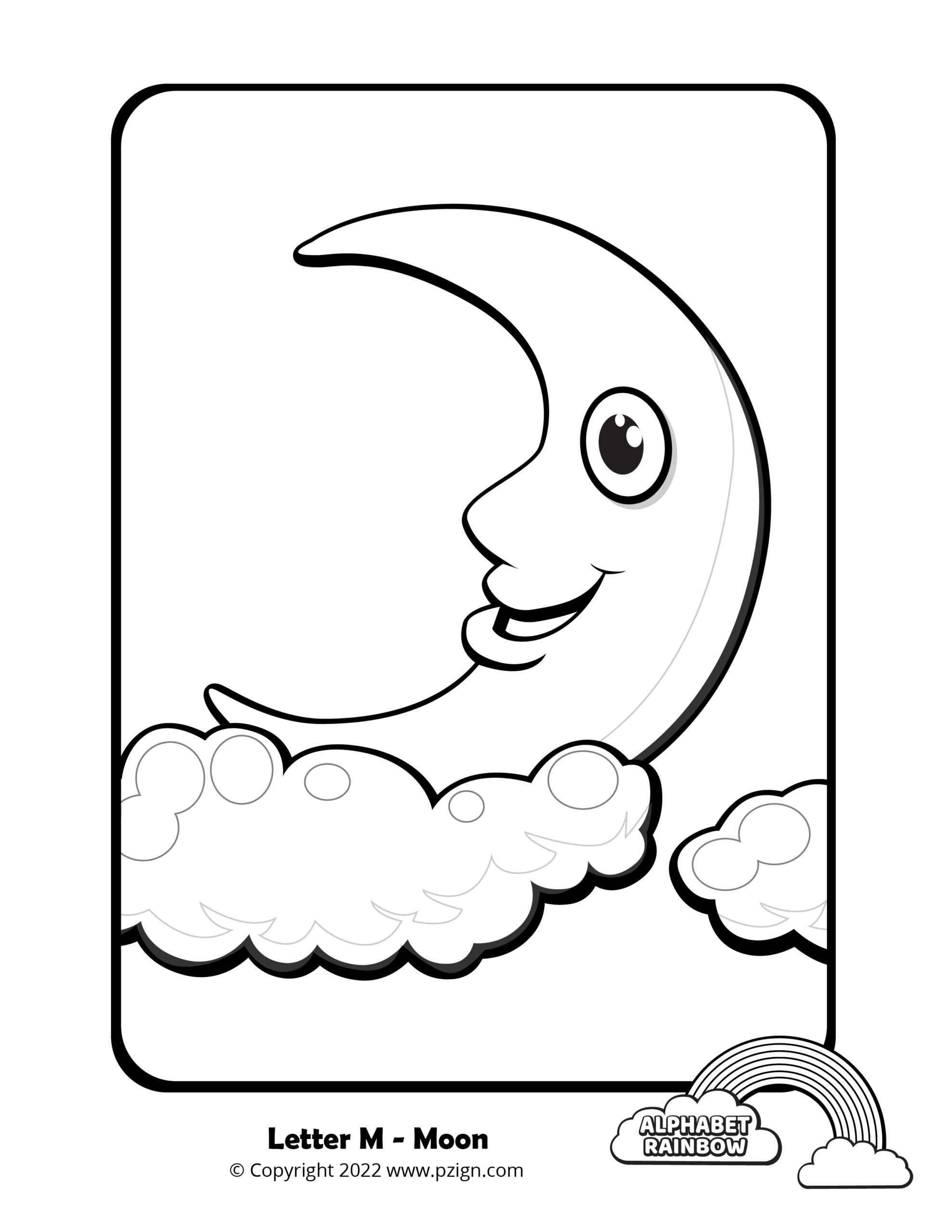 Alphabet rainbow â letter m coloring pages