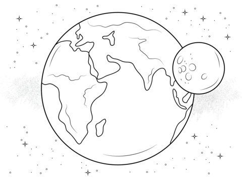 Earth and moon coloring page free printable coloring pages