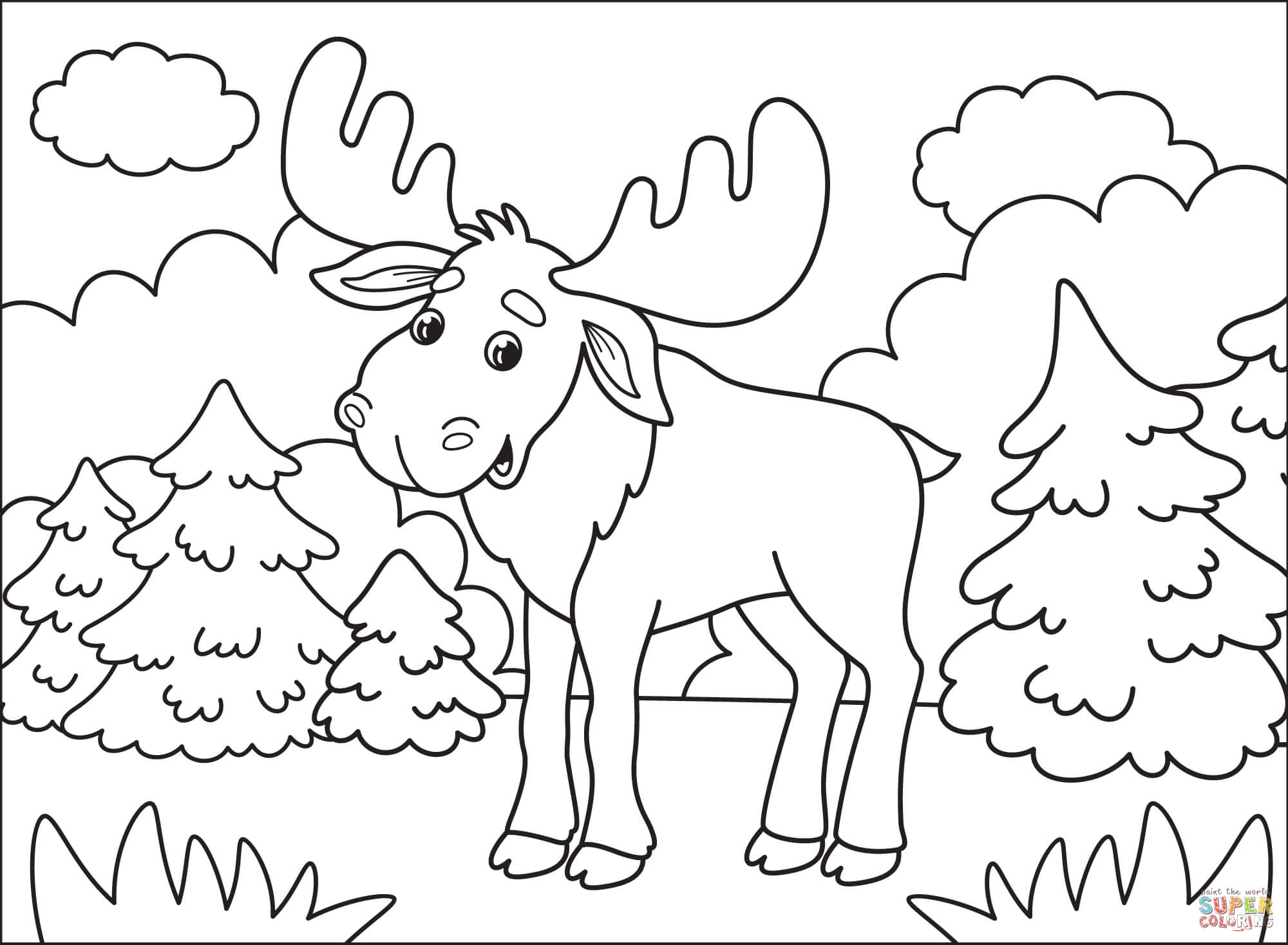Moose coloring page free printable coloring pages
