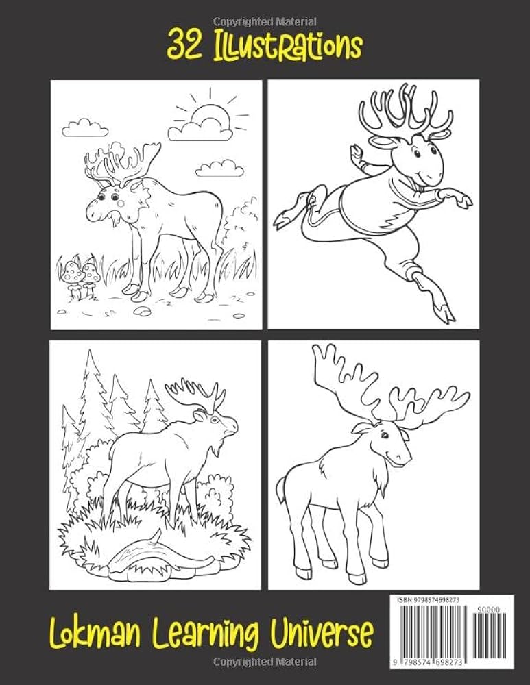 Moose coloring book for kids angry moose funny moose and cute moose coloring book birthday christmas halloween thanksgiving easter gift universe lokman learning books