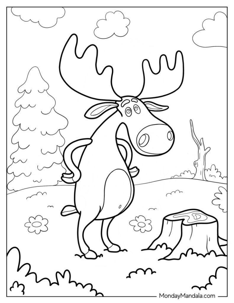 Moose coloring pages free pdf printables