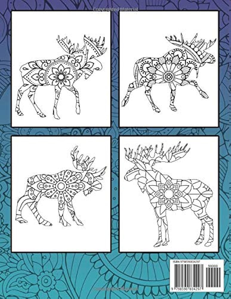 Moose coloring book stress relieving coloring book for adults relaxation featuring mandala style moose coloring pages moose gifts for women illustrations real books