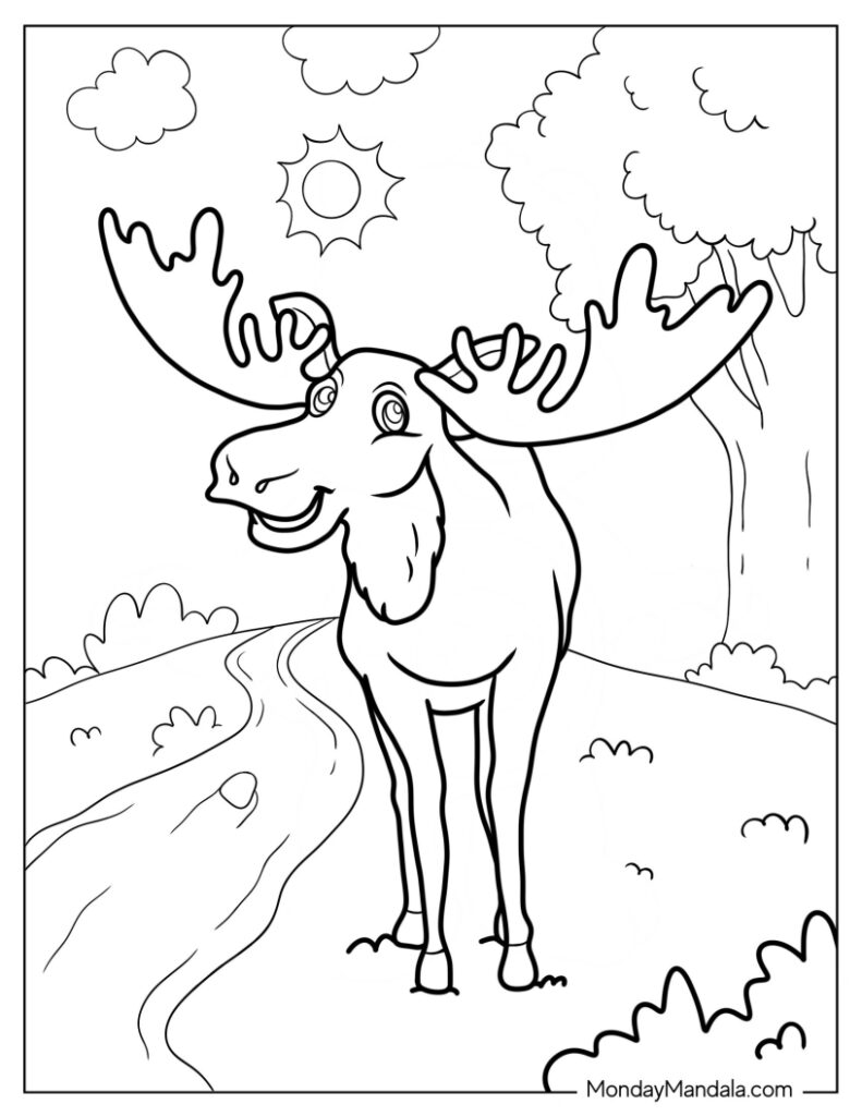 Moose coloring pages free pdf printables