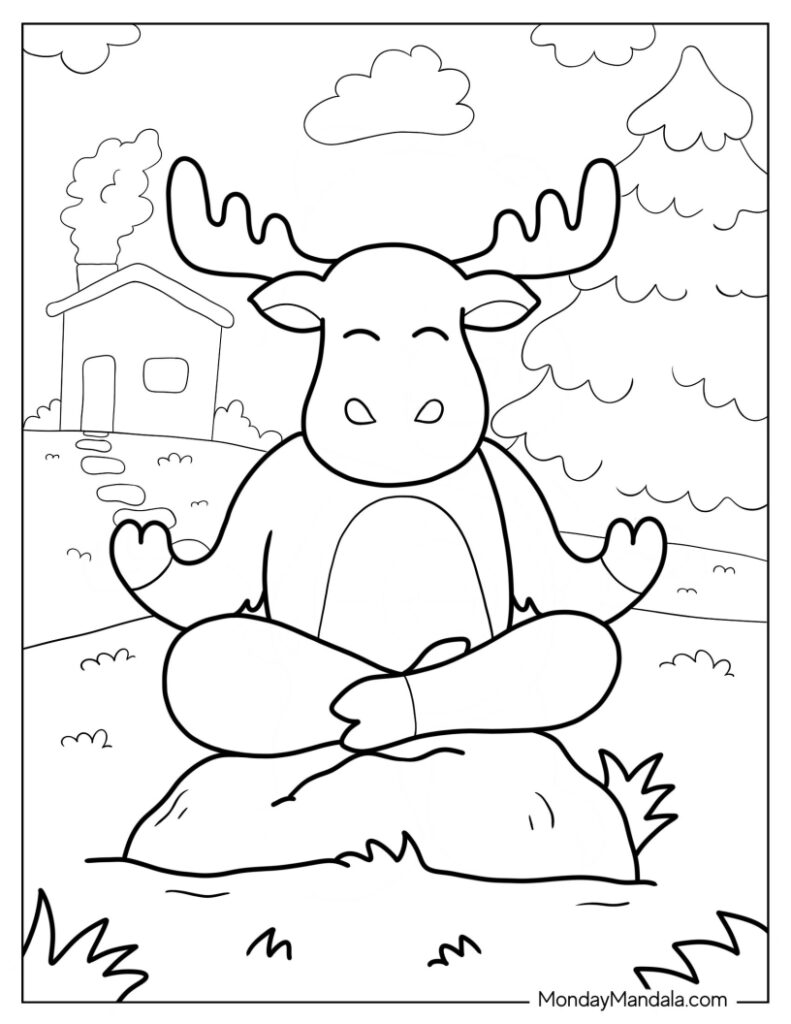 Moose coloring pages free pdf printables