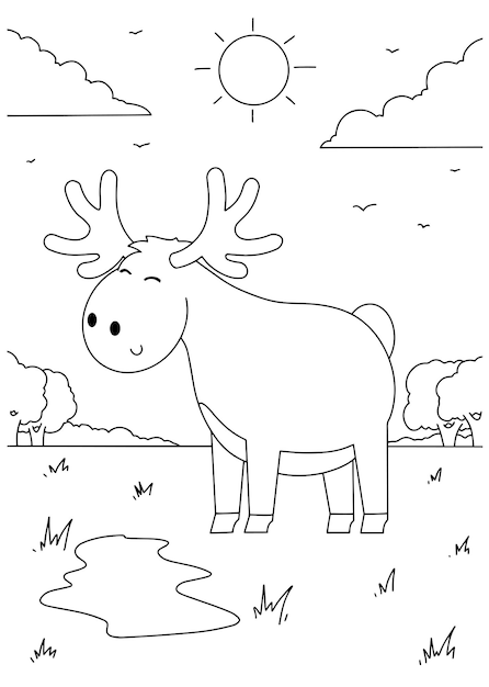 Page moose coloring page images