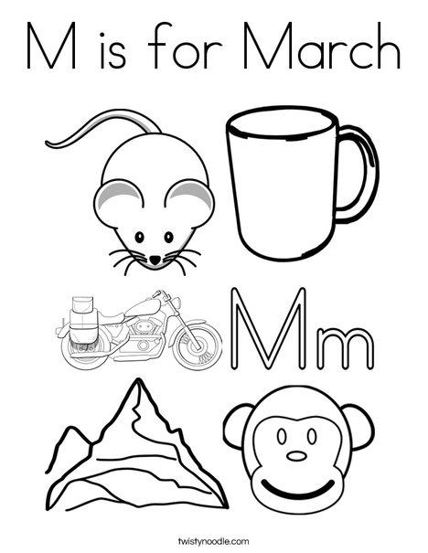 M is for march coloring page