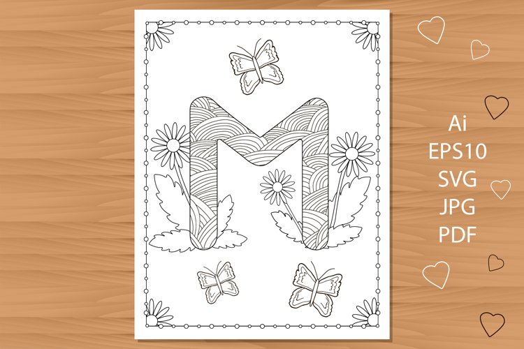 Letter m flowers coloring page