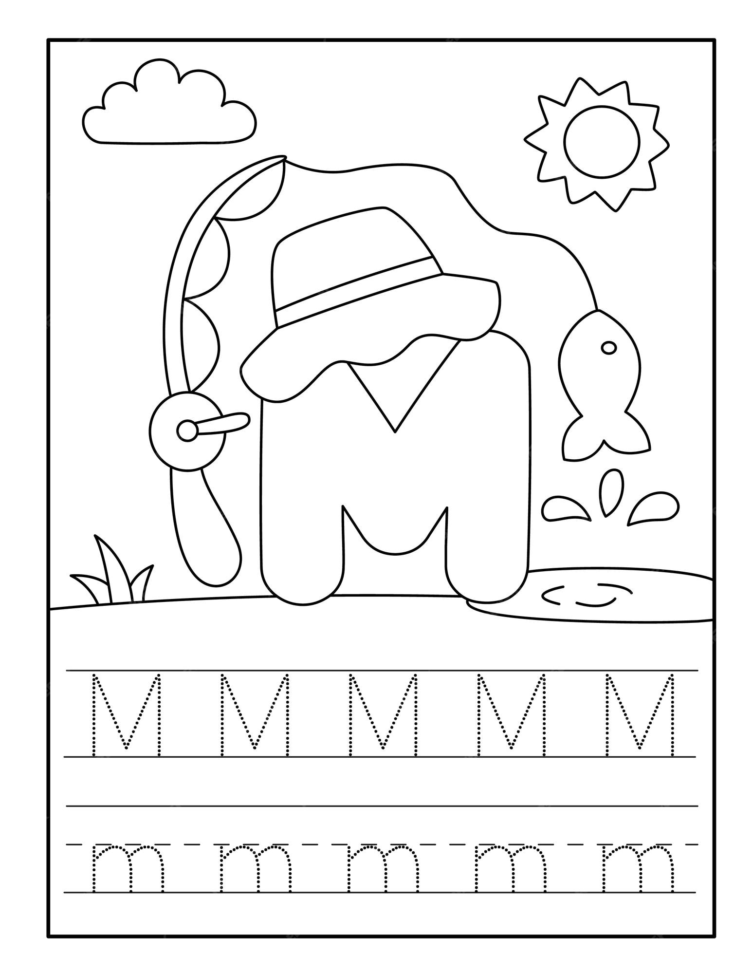 Premium vector fishing alphabet coloring pages for toddlers