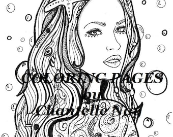Megan coloring page woman face adult coloring picture digital zentangle advanced coloring printable coloring page