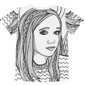 Megan coloring page woman face adult coloring picture digital zentangle advanced coloring printable coloring page