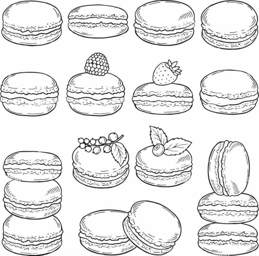 Macaron coloring page printable for free download