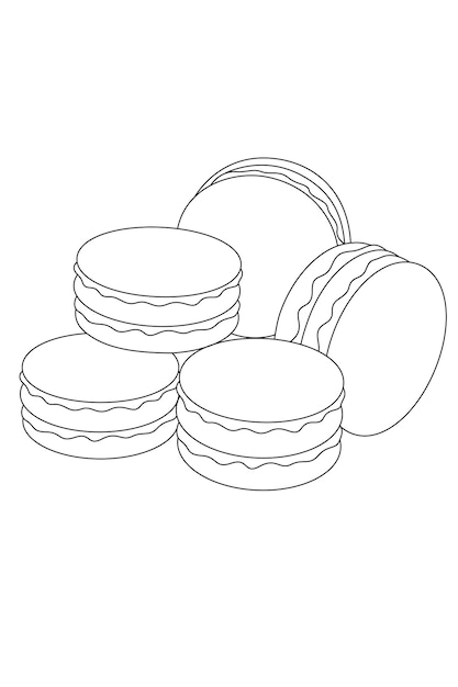 Premium vector strawberry macaron coloring page for kids and adults