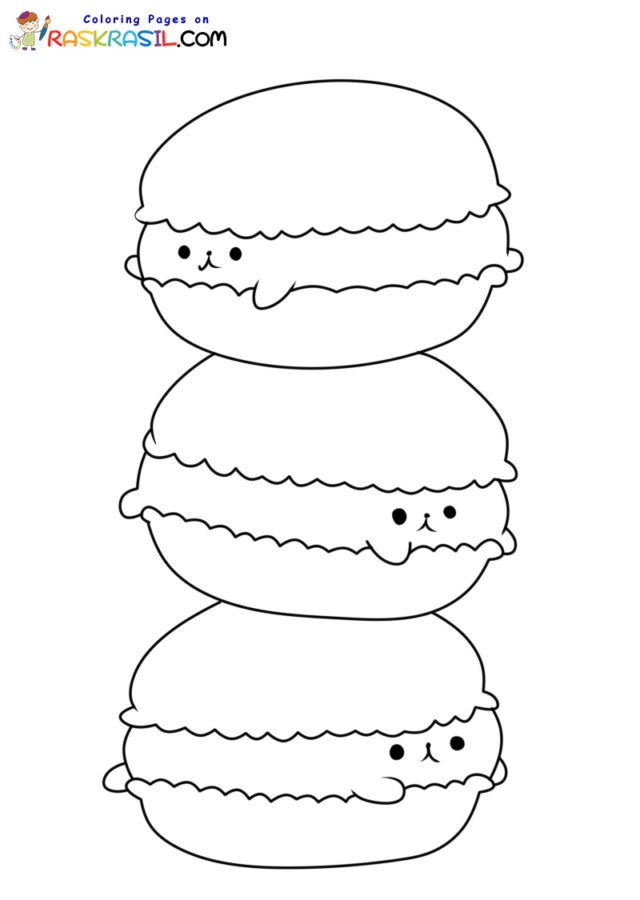 Macaron coloring page printable for free download