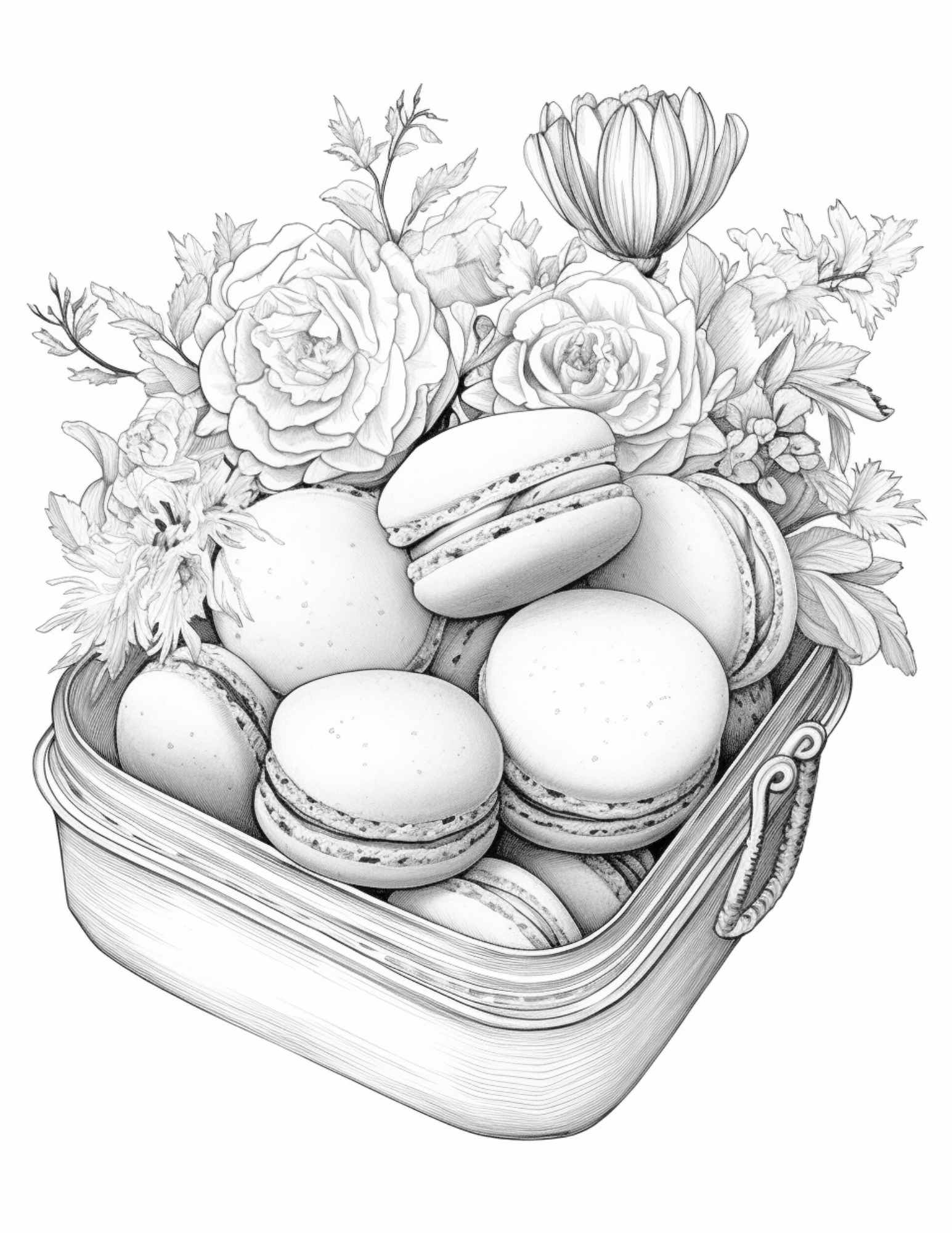 Free vintage macarons grayscale coloring pages printable for adults p â coloring