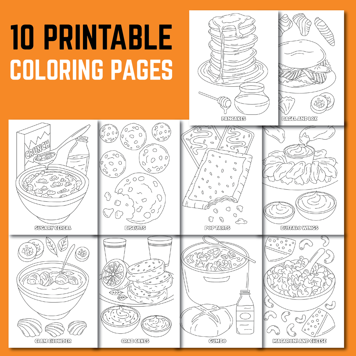 My favorite food coloring pages for kids pack