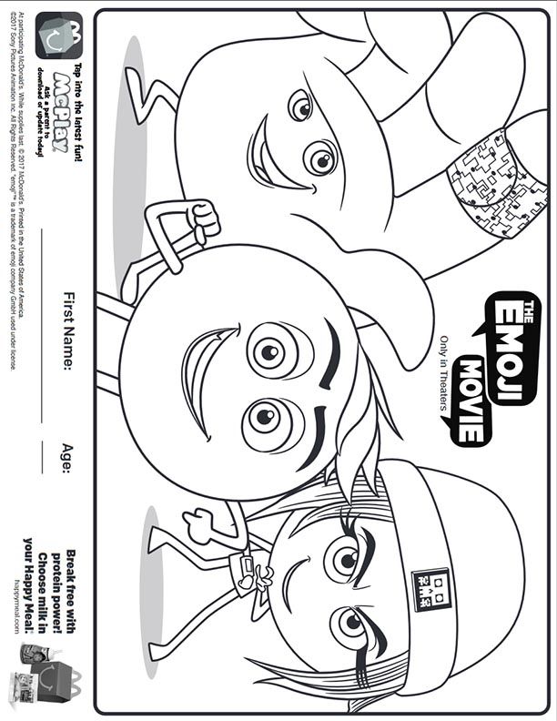 Mcdonalds happy meal coloring and activities sheet â the emoji movie â kids time emoji movie activity sheets happy meal mcdonalds