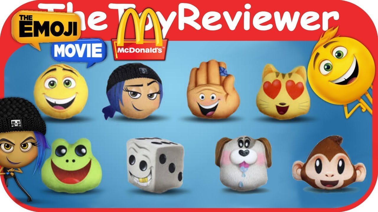 Emoji movie mcdonalds happy meal plete set unboxing toy review by thetoyreviewer