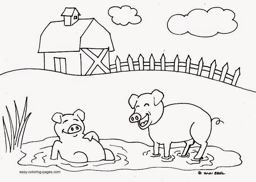 Simple farm coloring page