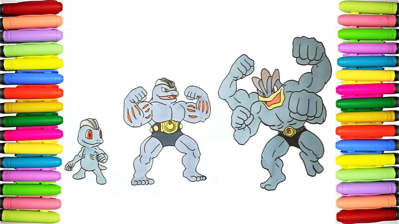 Pokemon coloring pages machop machoke and machamp