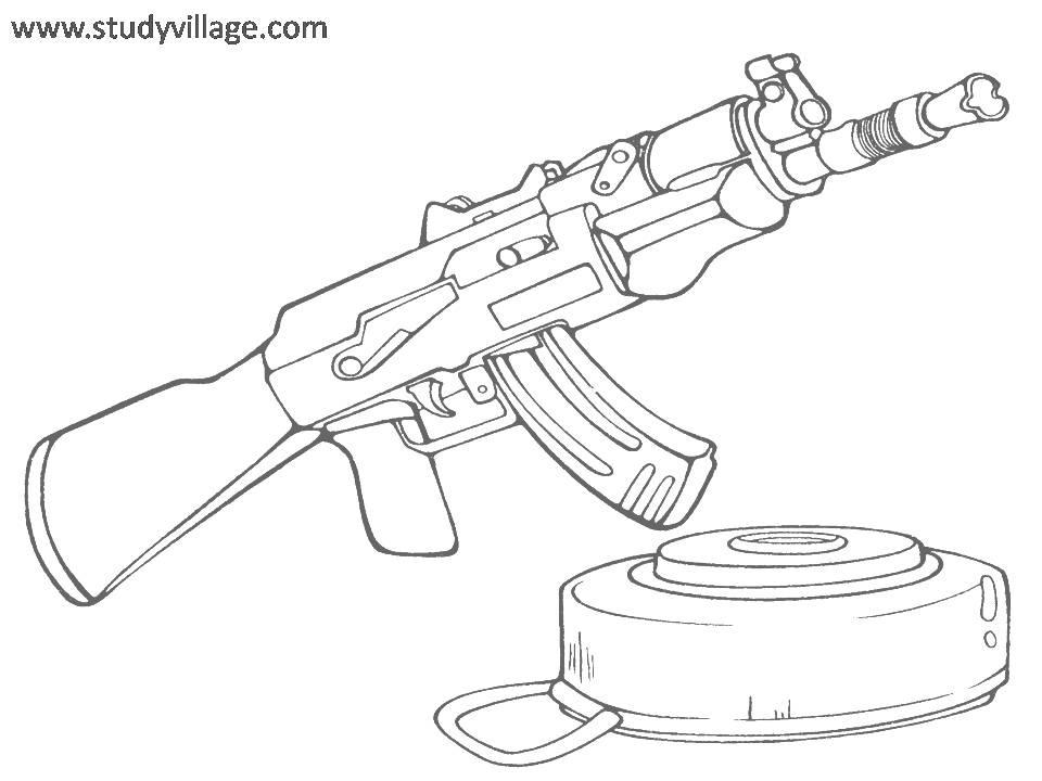 Military weapon coloring page for kids