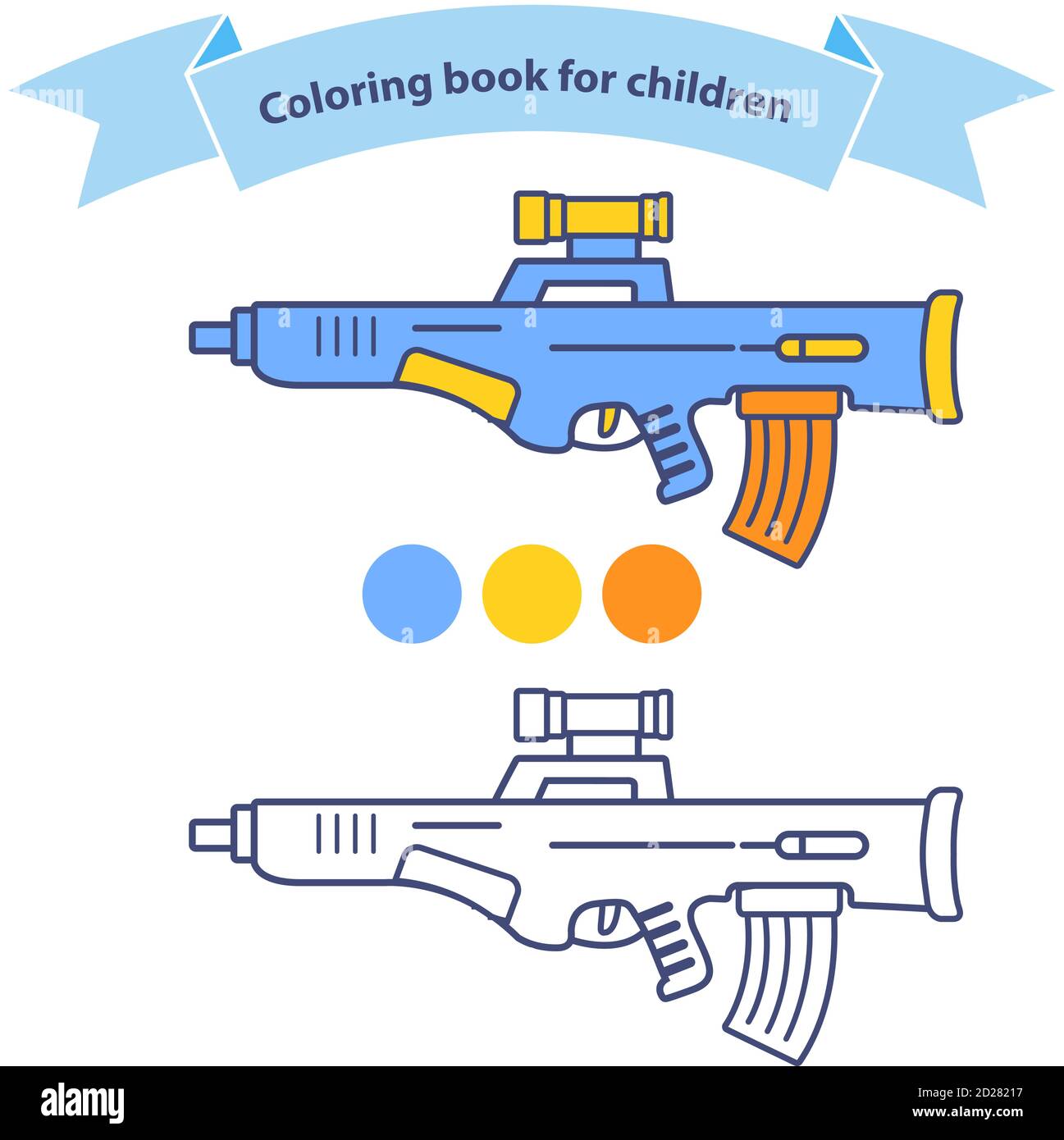 Automatic rifle coloring book for children children s toy machine gun stock vector image art