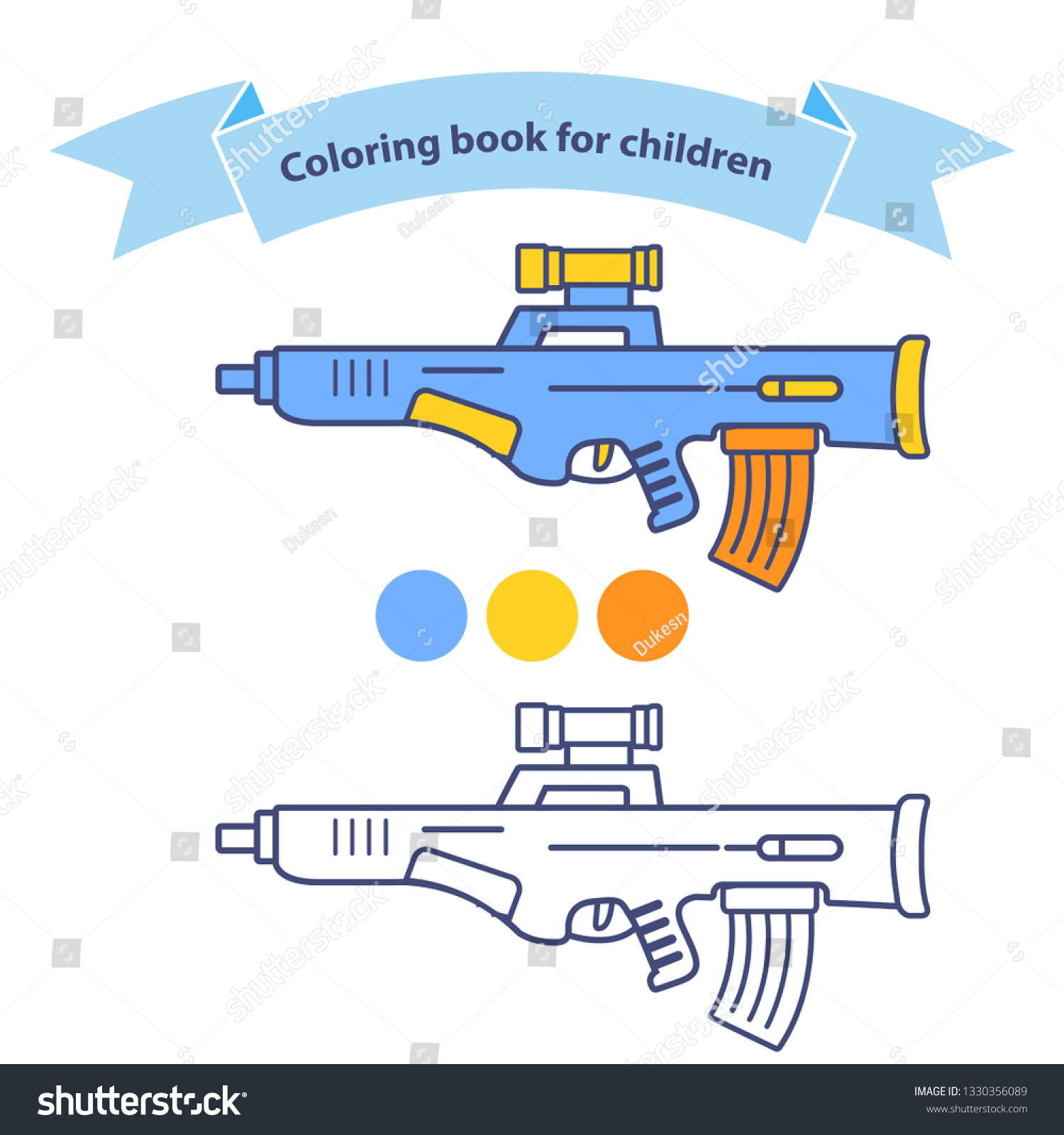 Automatic rifle coloring book children childrens stock vector royalty free
