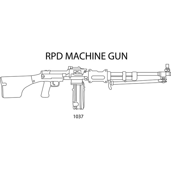 Rpd machine gun line art vector file black white vector out