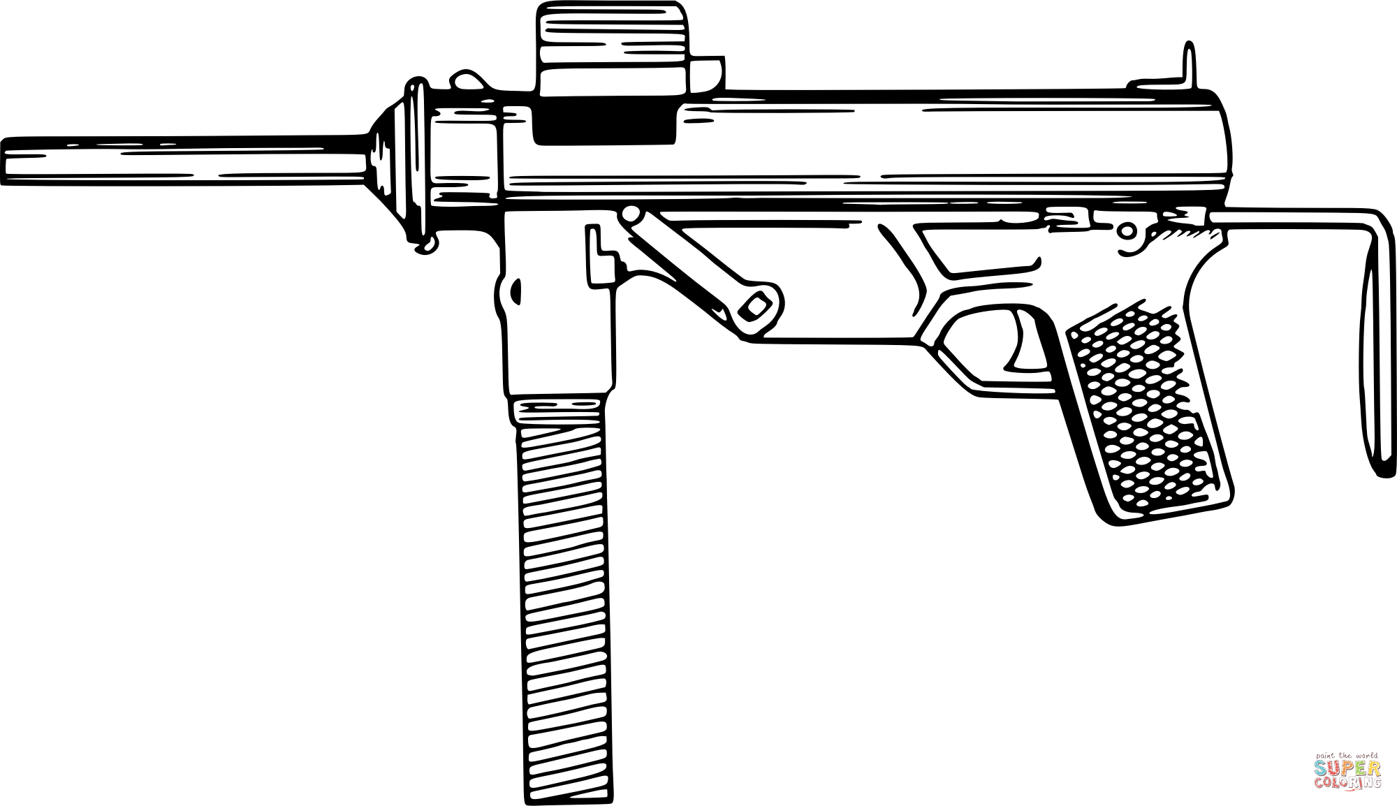 Vintage machine gun coloring page free printable coloring pages