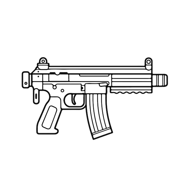 Premium vector sketch hand drawn single line art coloring page gun day