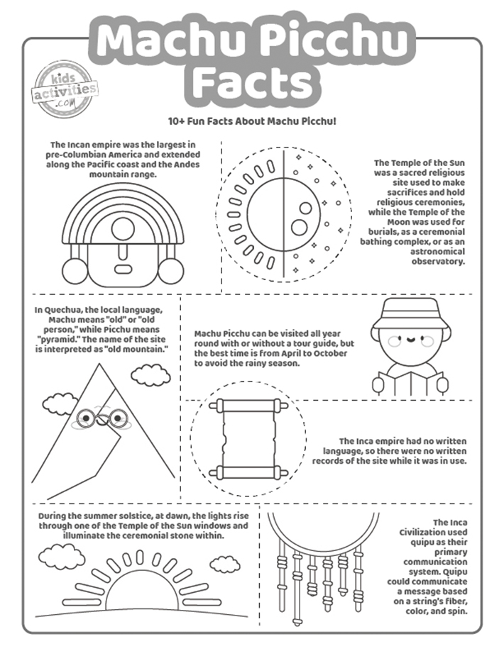 Fun machu picchu facts coloring pages kids activities blog