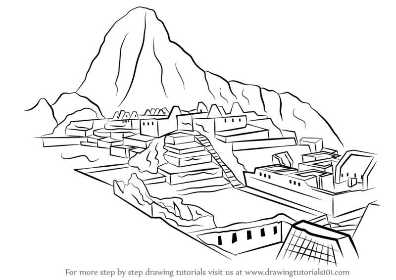 Learn how to draw machu picchu wonders of the world step by step drawing tutorials machu pichu machu picchu inca art