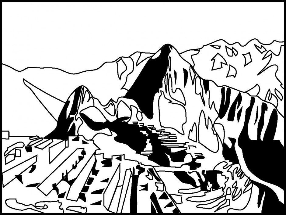 Machu picchu dibujo para colorear