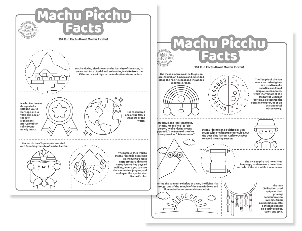 Fun machu picchu facts coloring pages kids activities blog