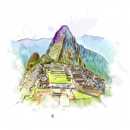 Machu picchu drawing stock photos and images