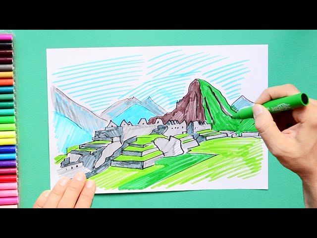 How to draw machu picchu peru