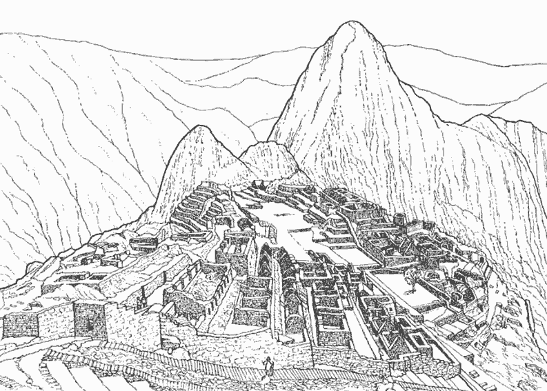Machu picchu photo drawing