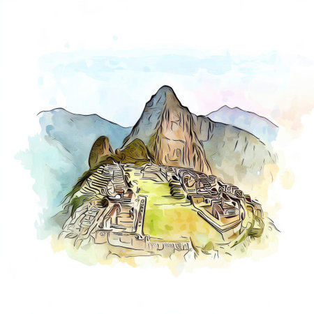 Machu picchu drawing stock photos and images