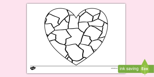 Mosaic heart colouring page teacher
